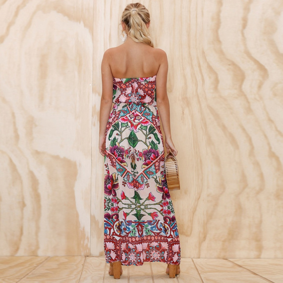 Host Pick - Boho Floral Strapless Jumpsuit Romper - Picture 3 of 7